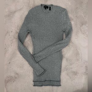 New Theory Long Sleeve Crewneck Ribbed Knit